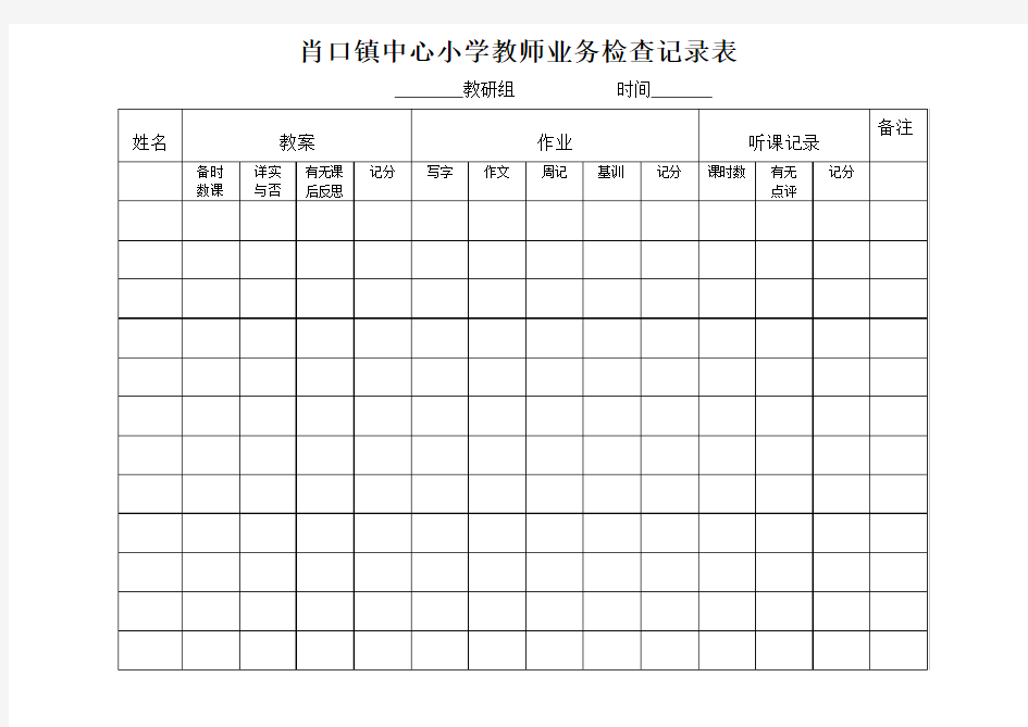 肖口镇中心小学教师业务检查记录表