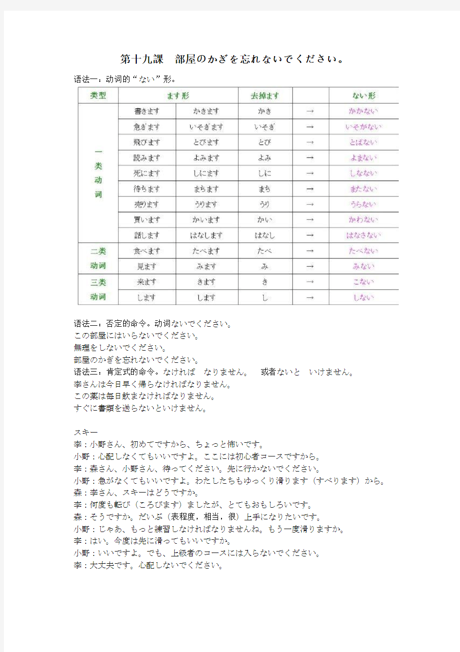 新标日初级18-19课学习笔记