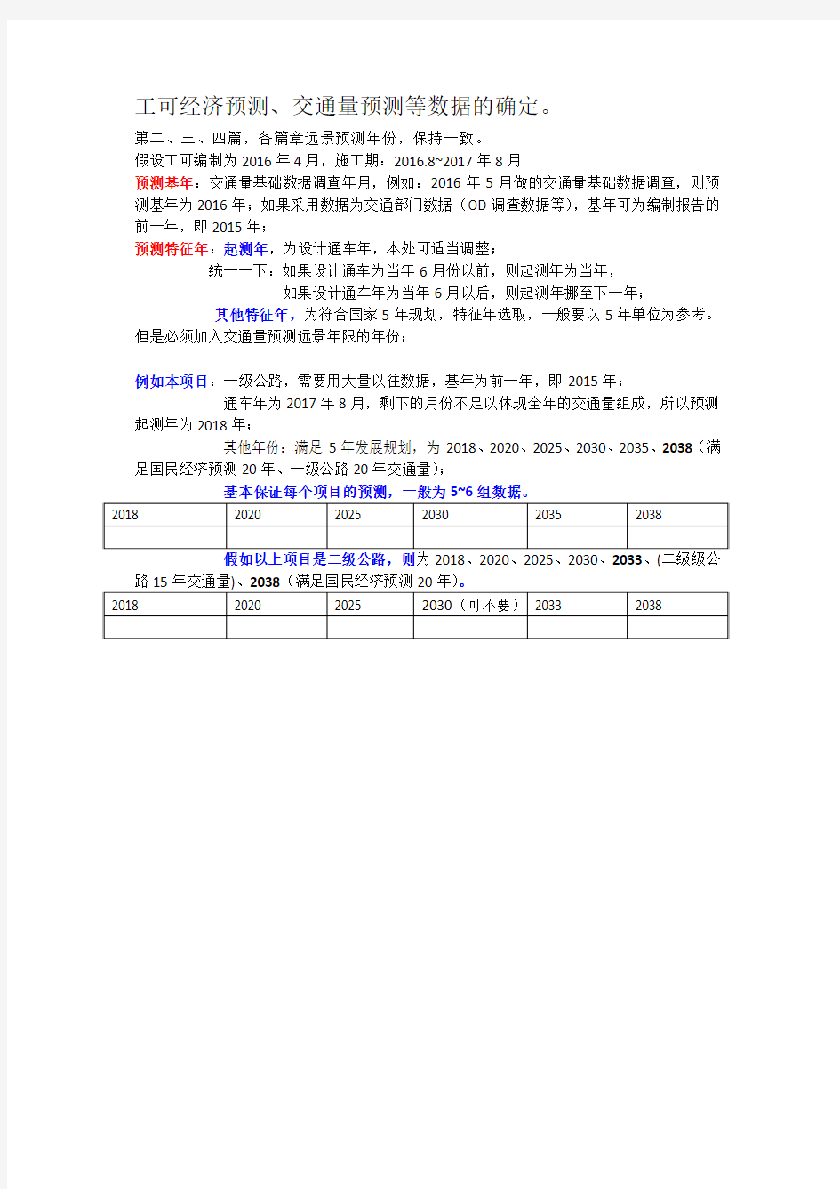 工可编制中的经济、交通量预测相关年份的确定