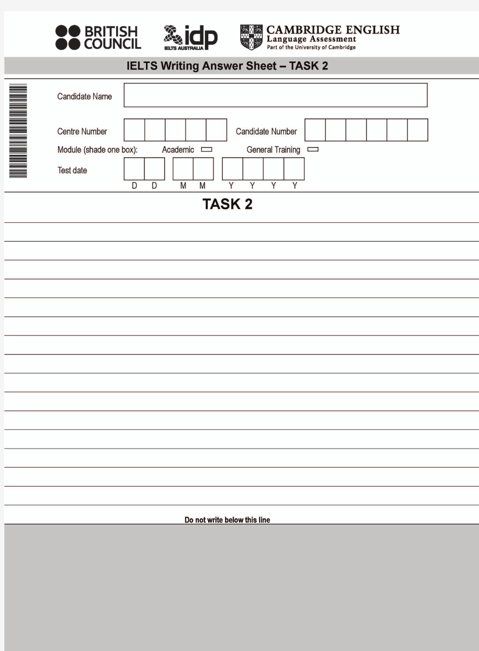 IELTS Writing Answer Sheet - Task 2