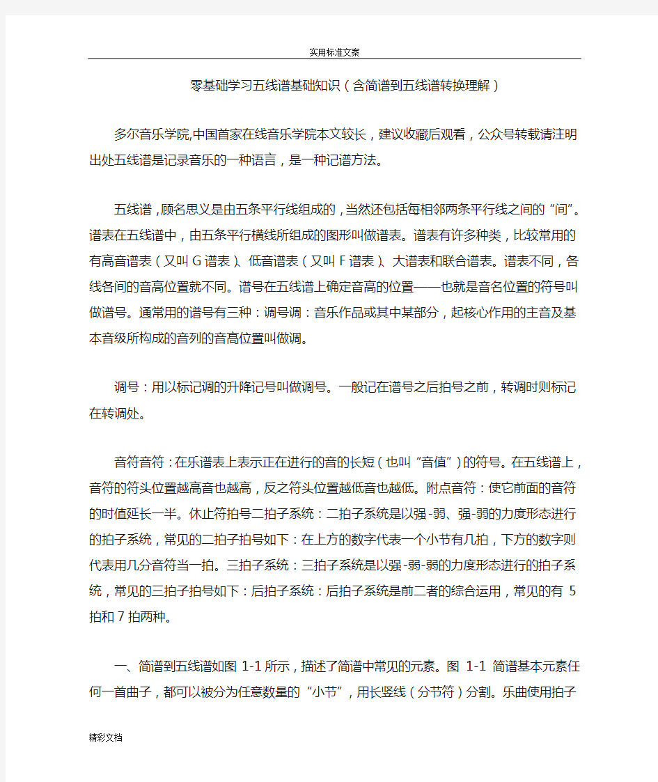 零基础学习五线谱基础知识(含简谱到五线谱转换理解)