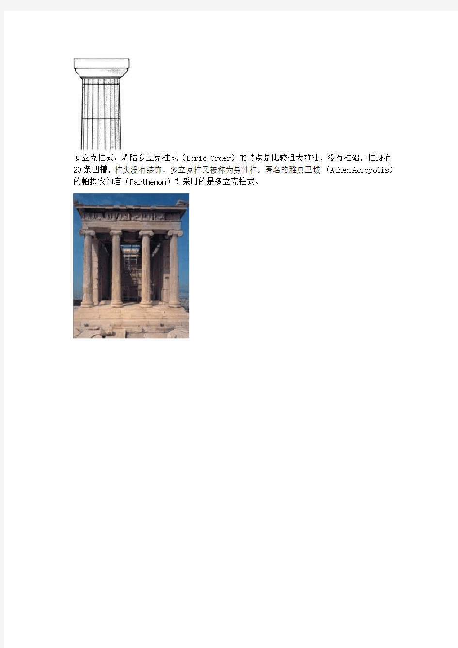 古希腊建筑的三大柱式