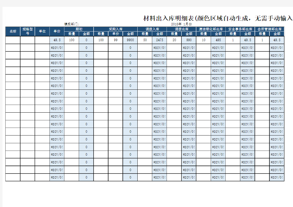 材料出入库明细表