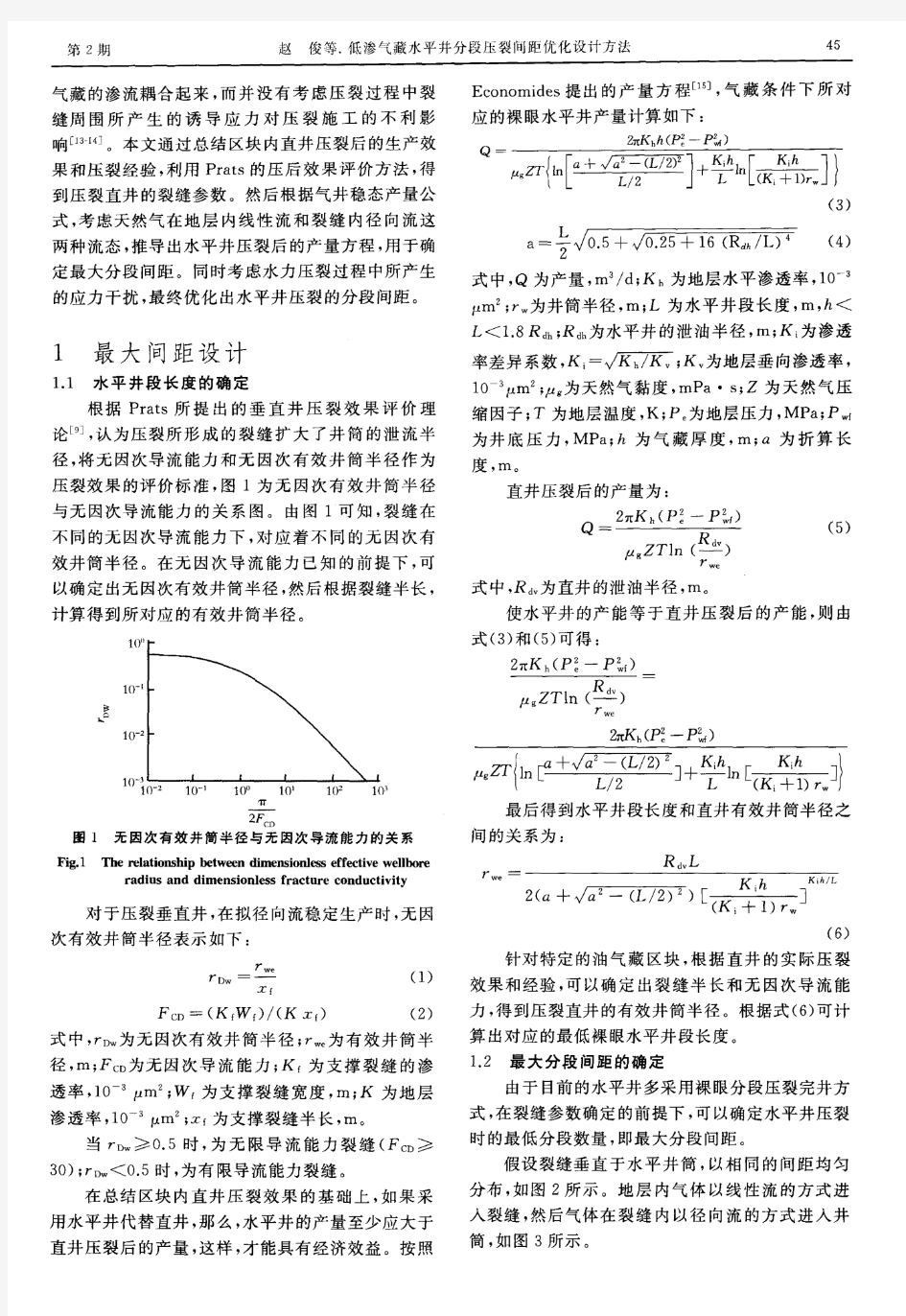 低渗气藏水平井分段压裂间距优化设计方法