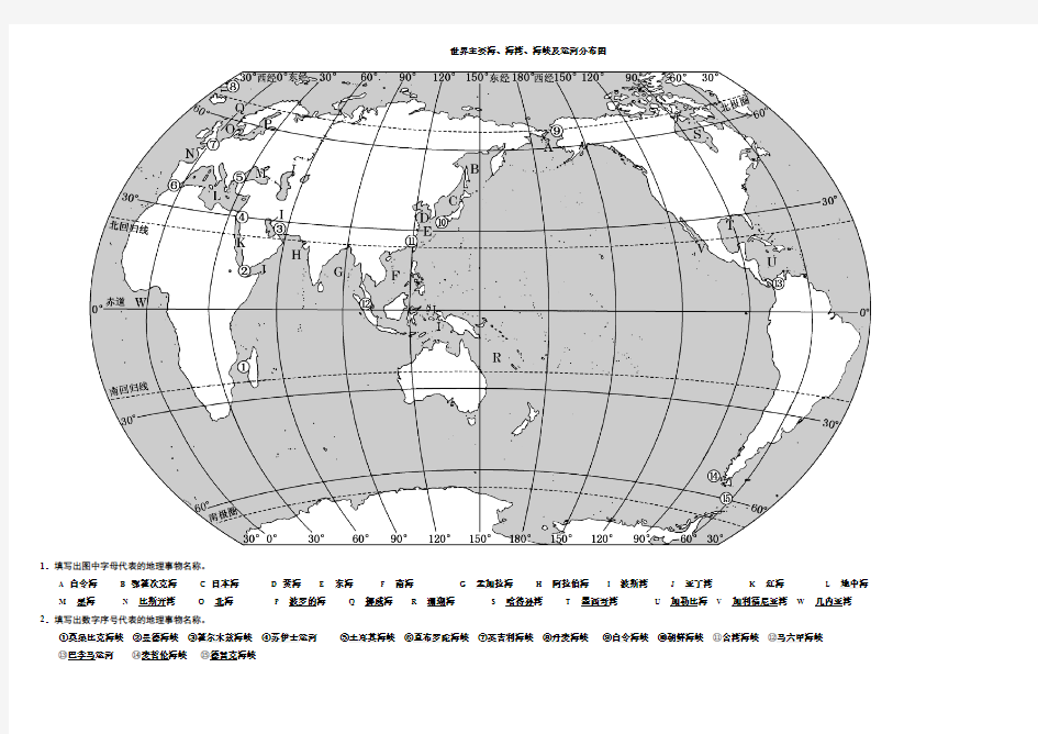 教师版：世界主要半岛、岛屿、群岛分布图