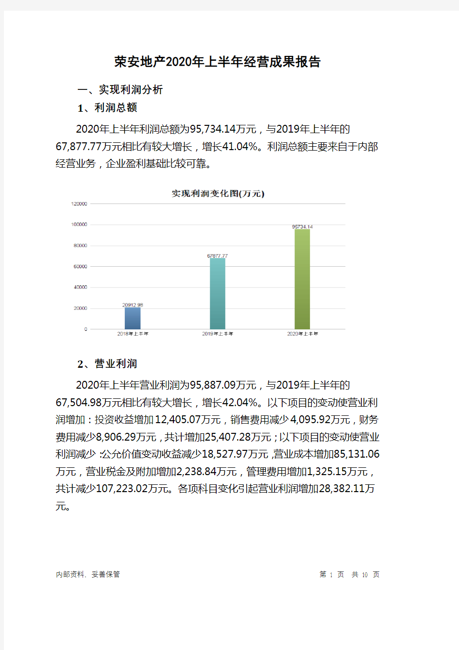 荣安地产2020年上半年经营成果报告