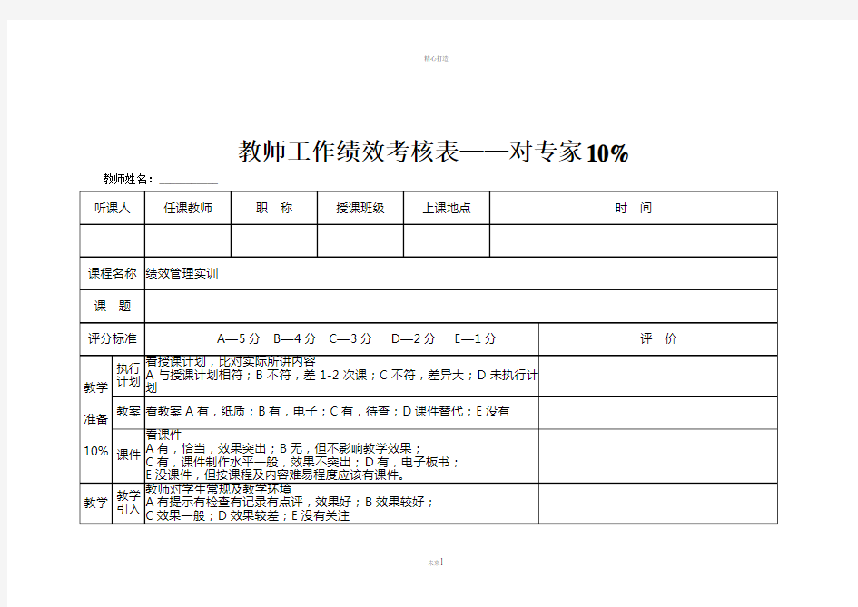 教师工作绩效考核表——专家