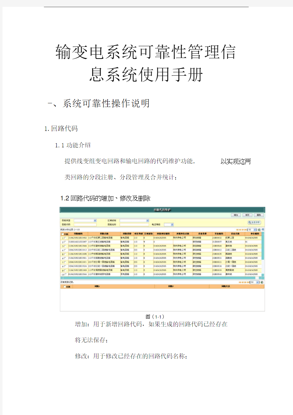 输变电系统可靠性管理信息系统使用手册