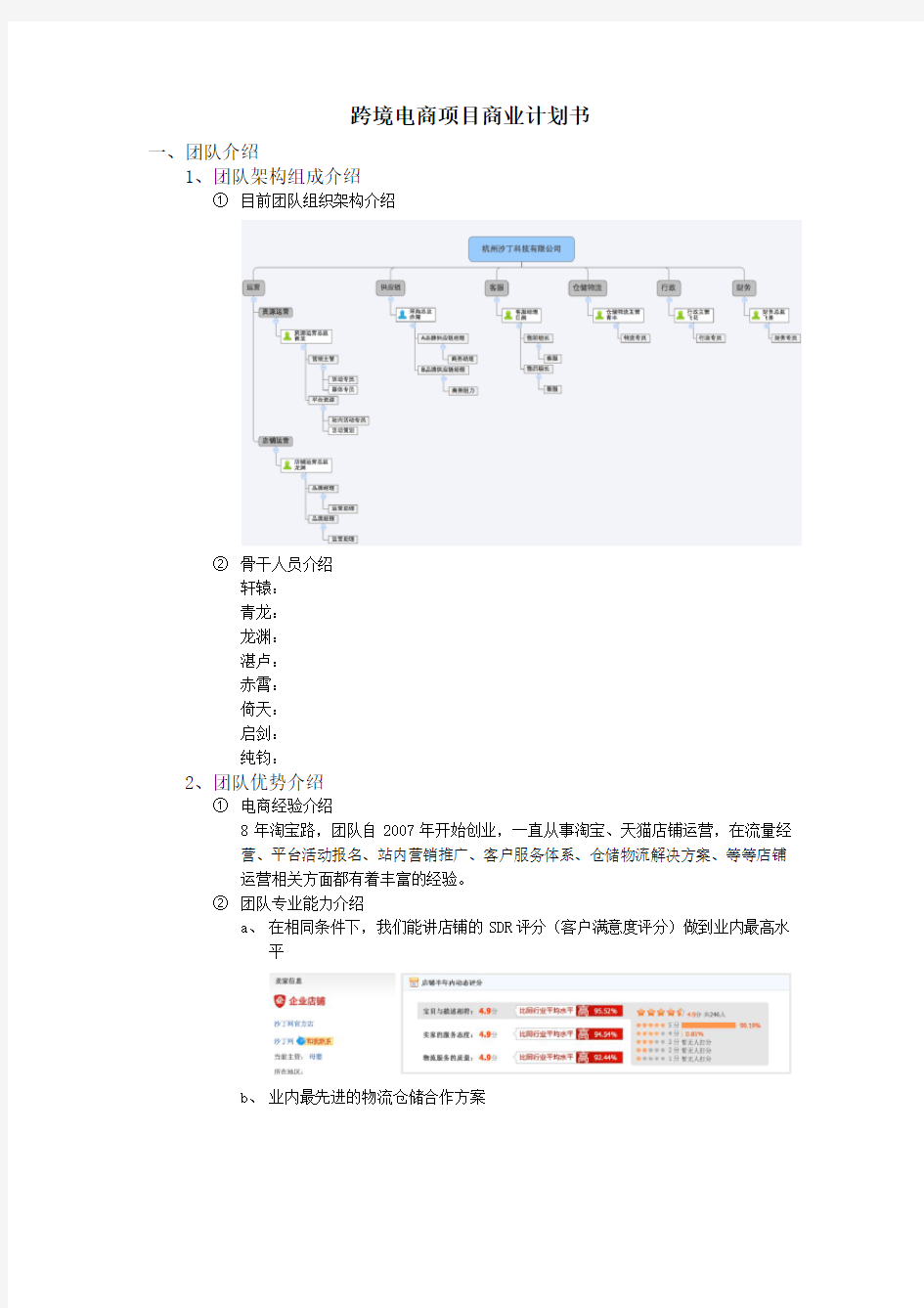 跨境电商项目商业计划书