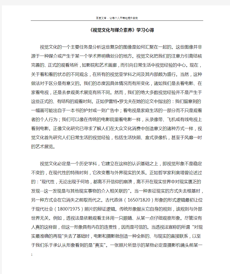 视觉文化与媒介素养学习心得doc