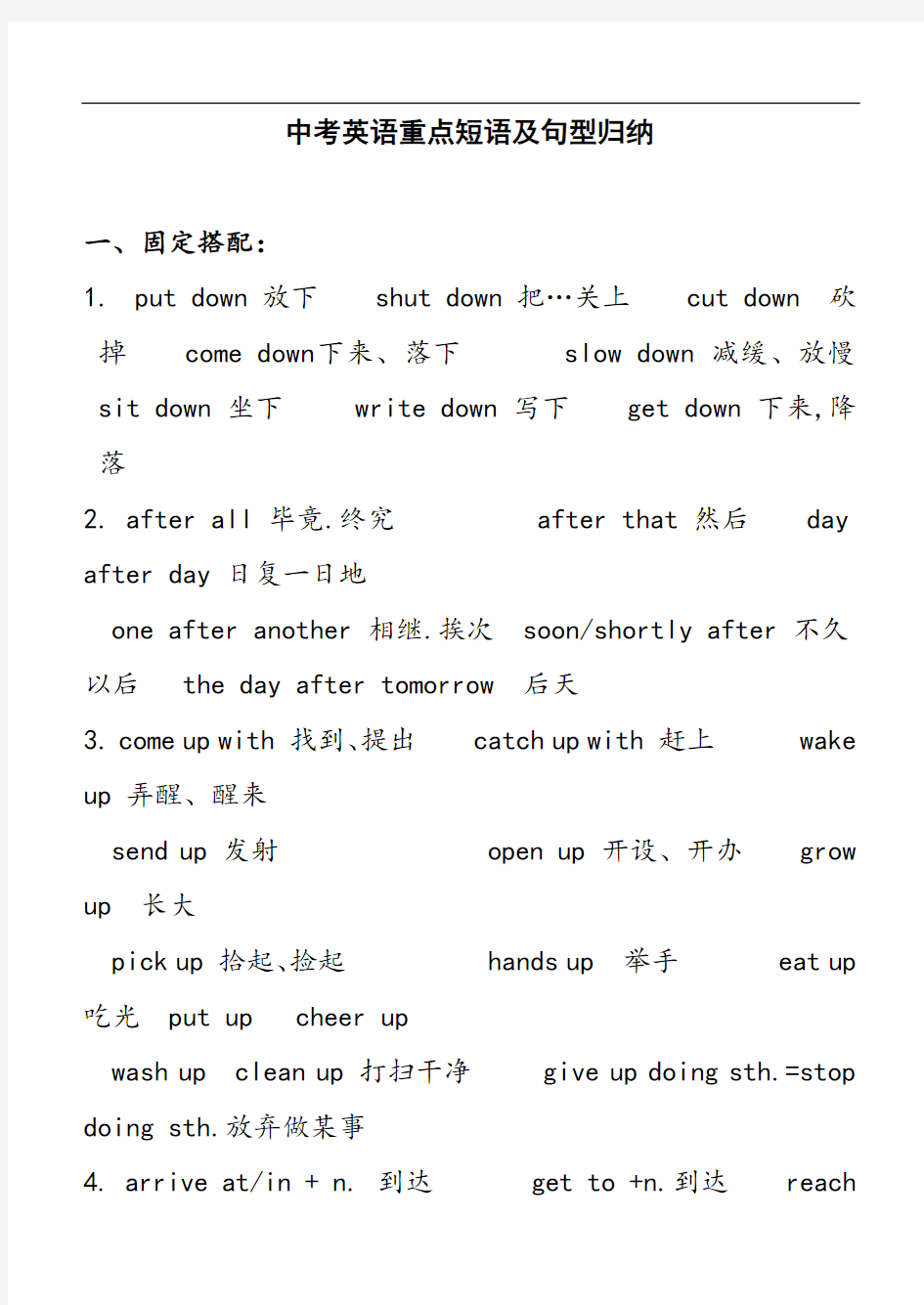 英语学考重点词汇及句型