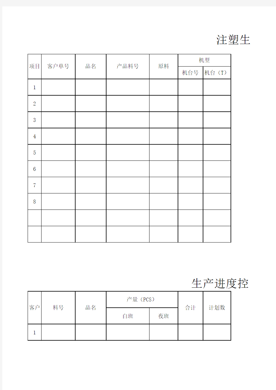 注塑生产计划表