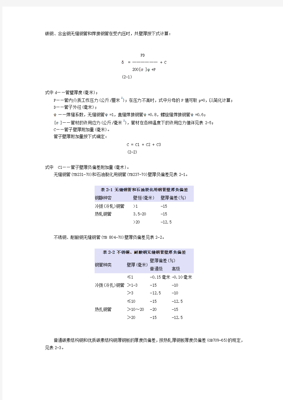 钢管承受压力壁厚计算方式(水)