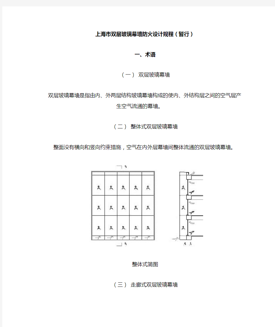 上海市双层玻璃幕墙防火设计规程(暂行)