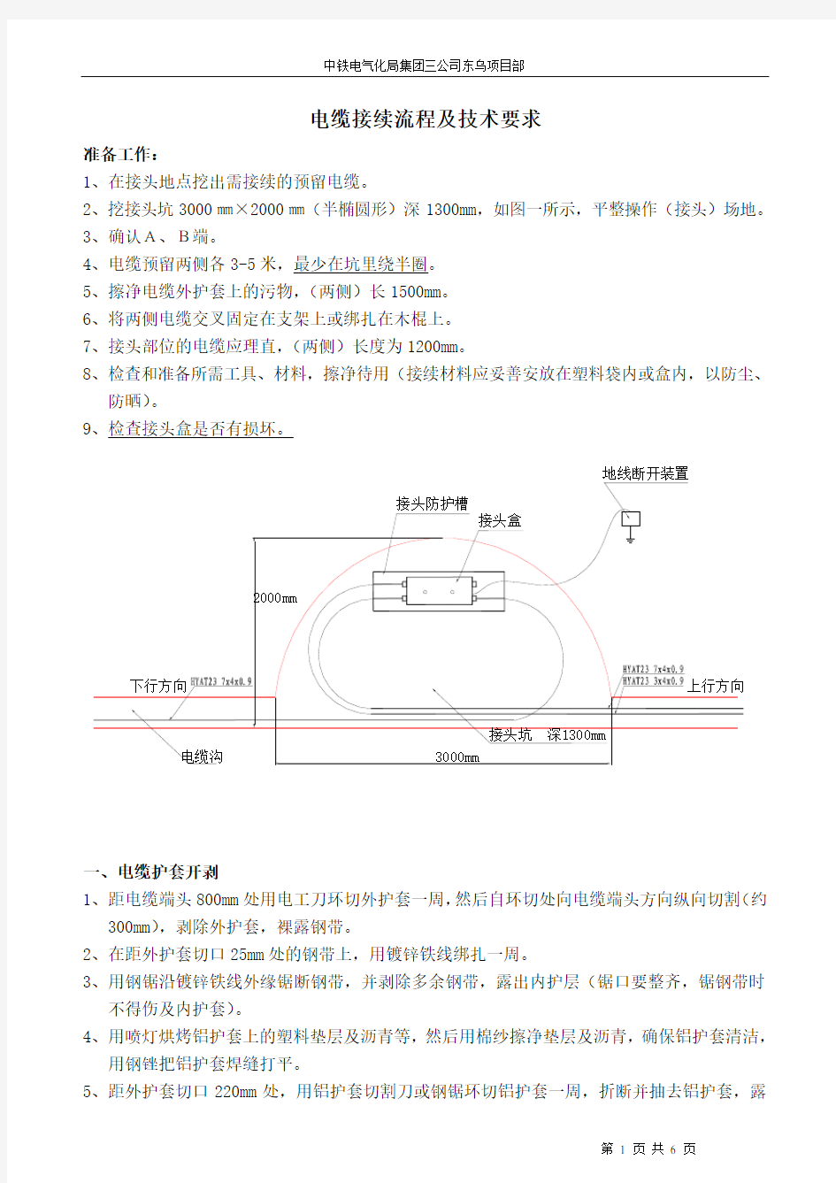 电缆接头流程及技术要求