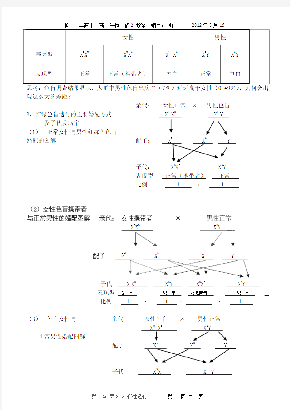 教案 第二章第3节《伴性遗传》