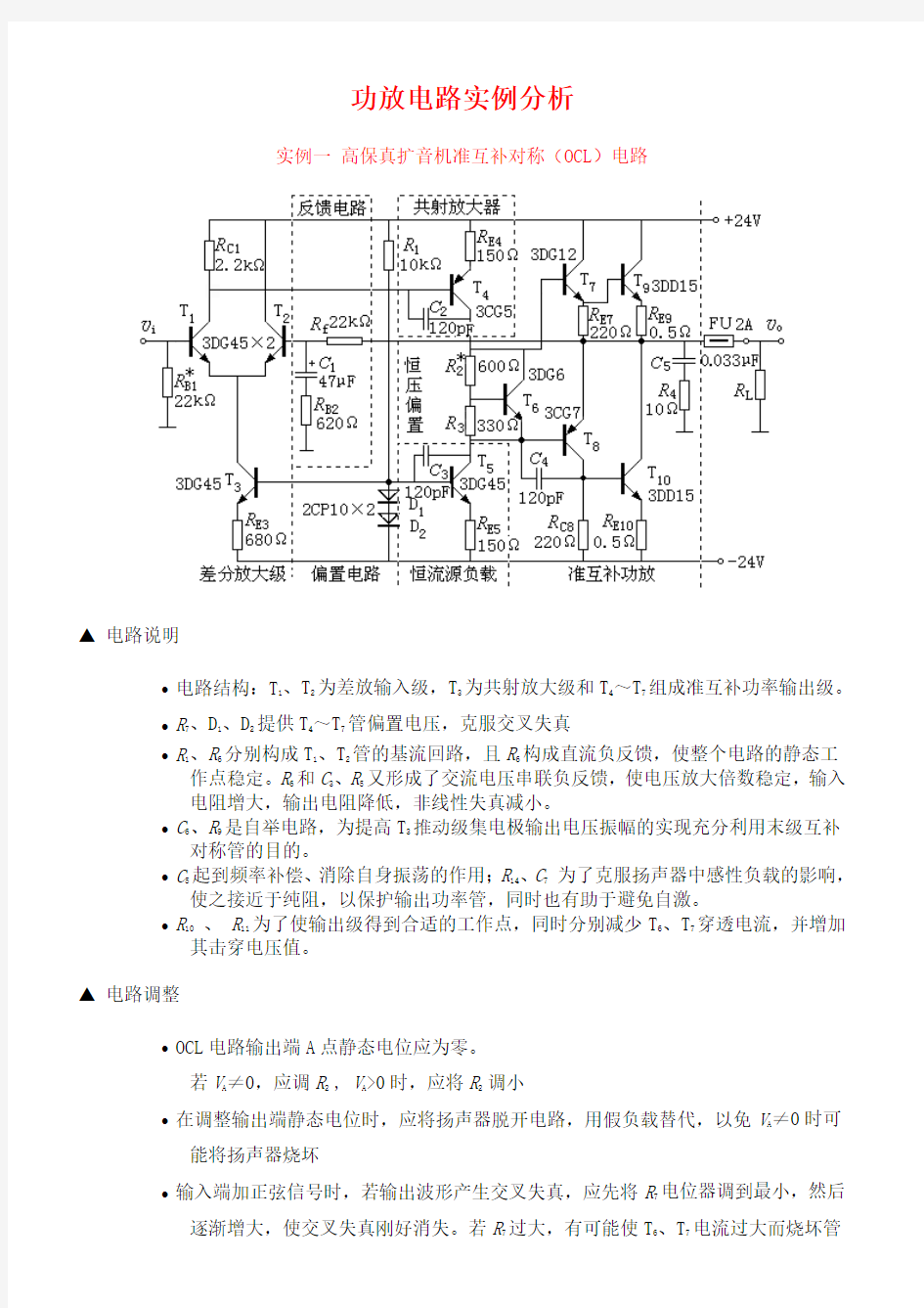 高保真功放实例分析