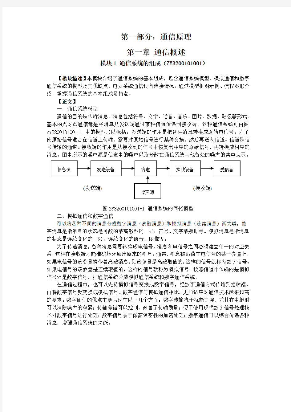 ZY3200101001 通信系统的组成