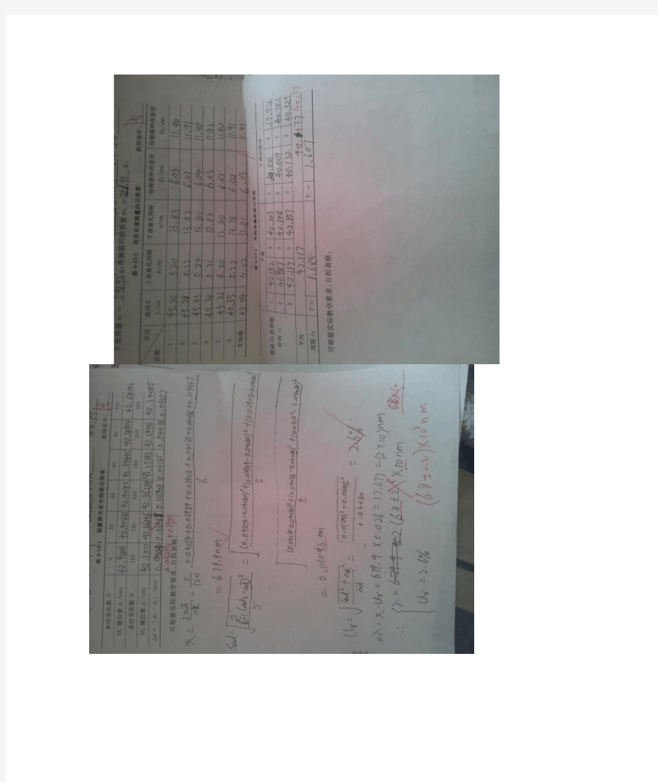 内蒙古科技大学大学物理实验数据