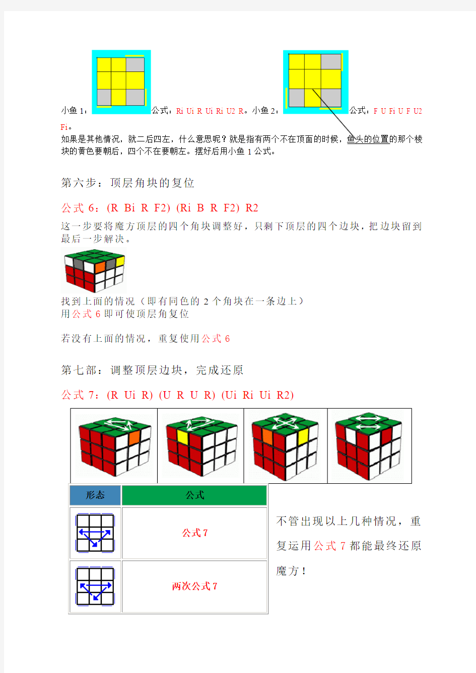 三阶魔方公式——只要七步即可还原