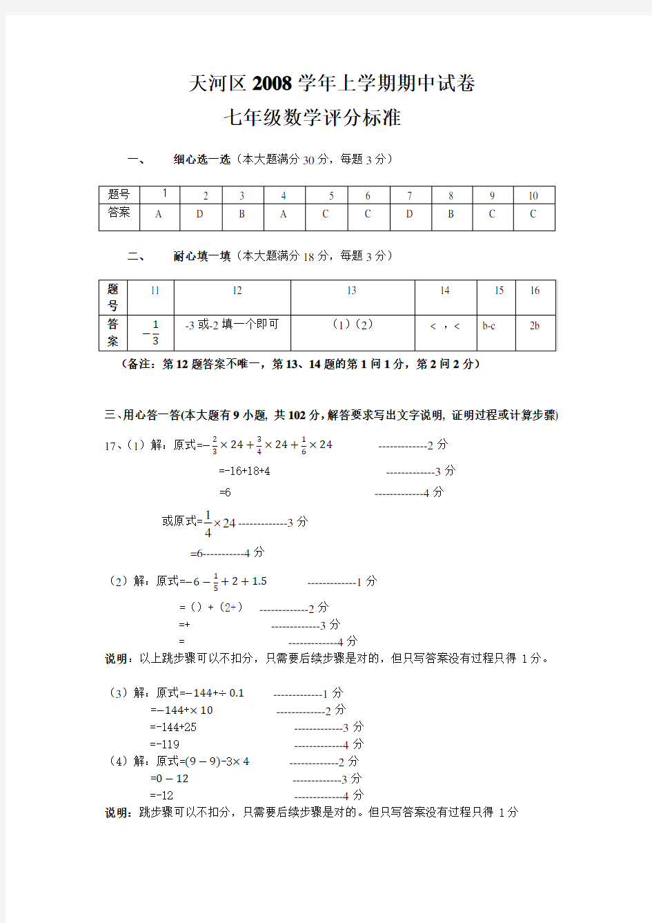 评分标准参考