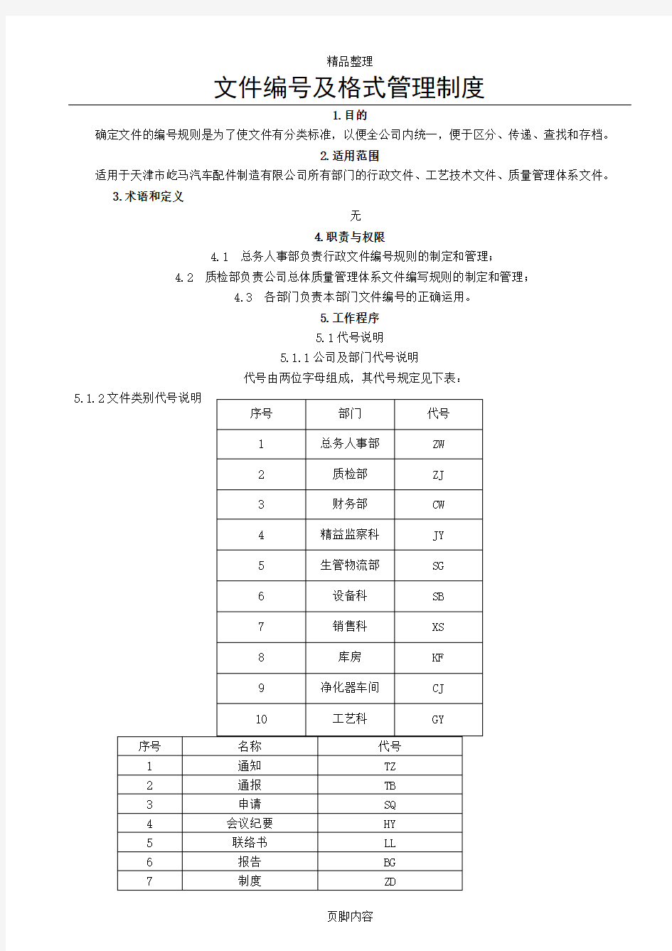 文件编号及格式管理制度