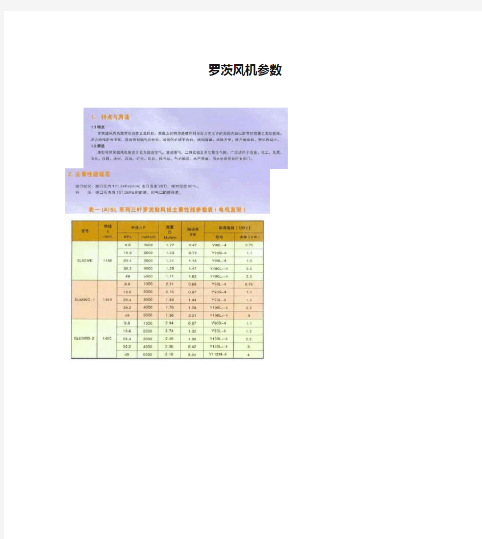 罗茨风机参数