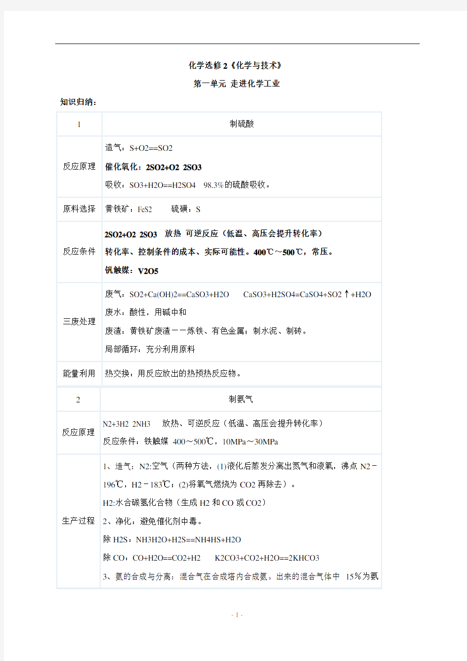 4人教版高中化学选修二知识点