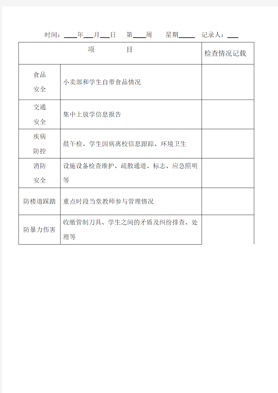 学校安全工作日志 (1)