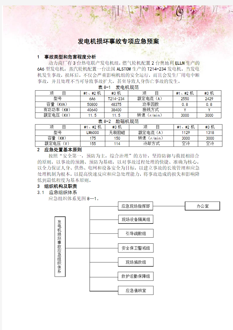 发电机损坏事故专项应急预案