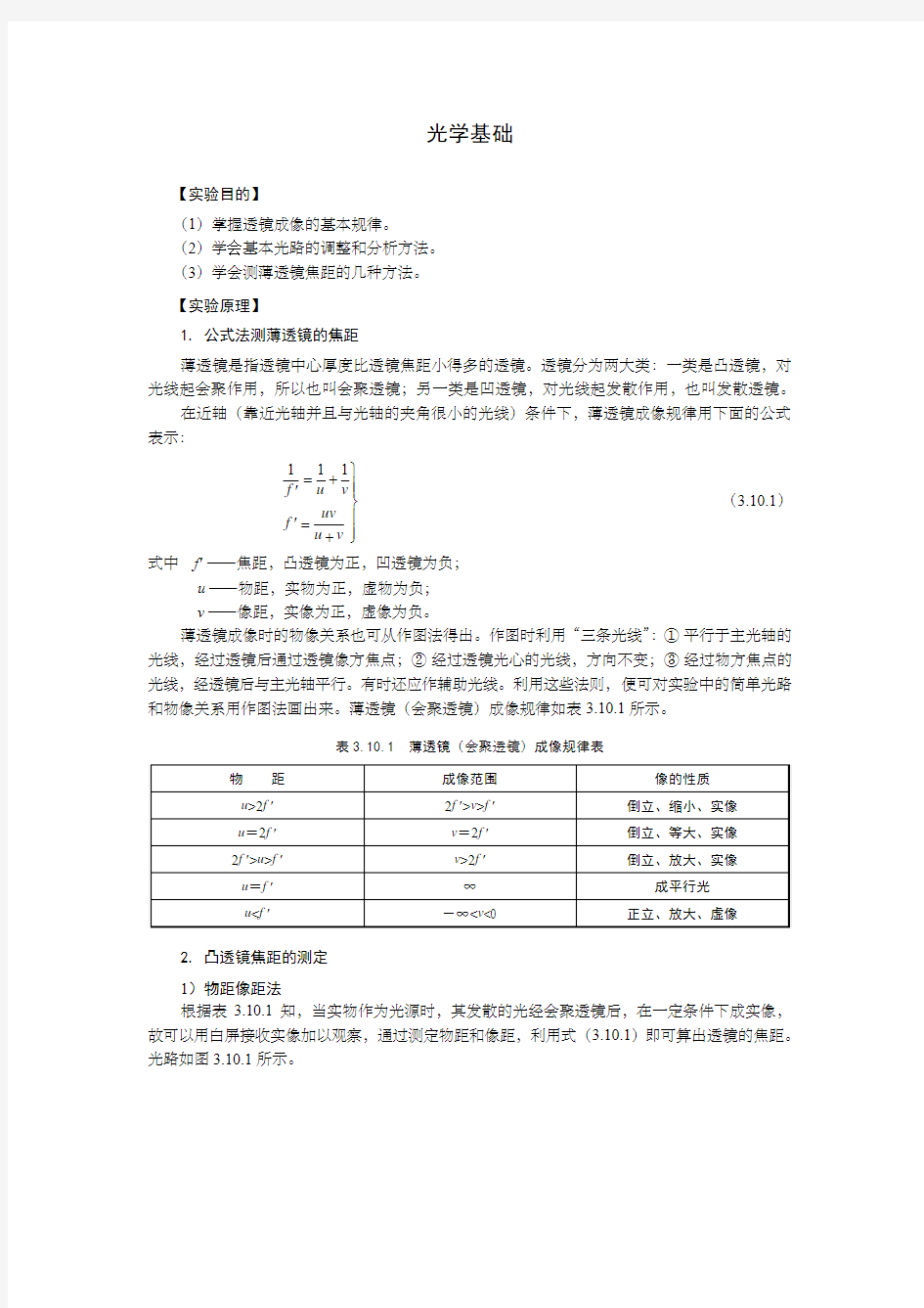 光学基础试验