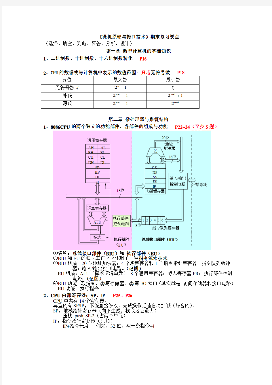 微机原理与接口技术复习总结