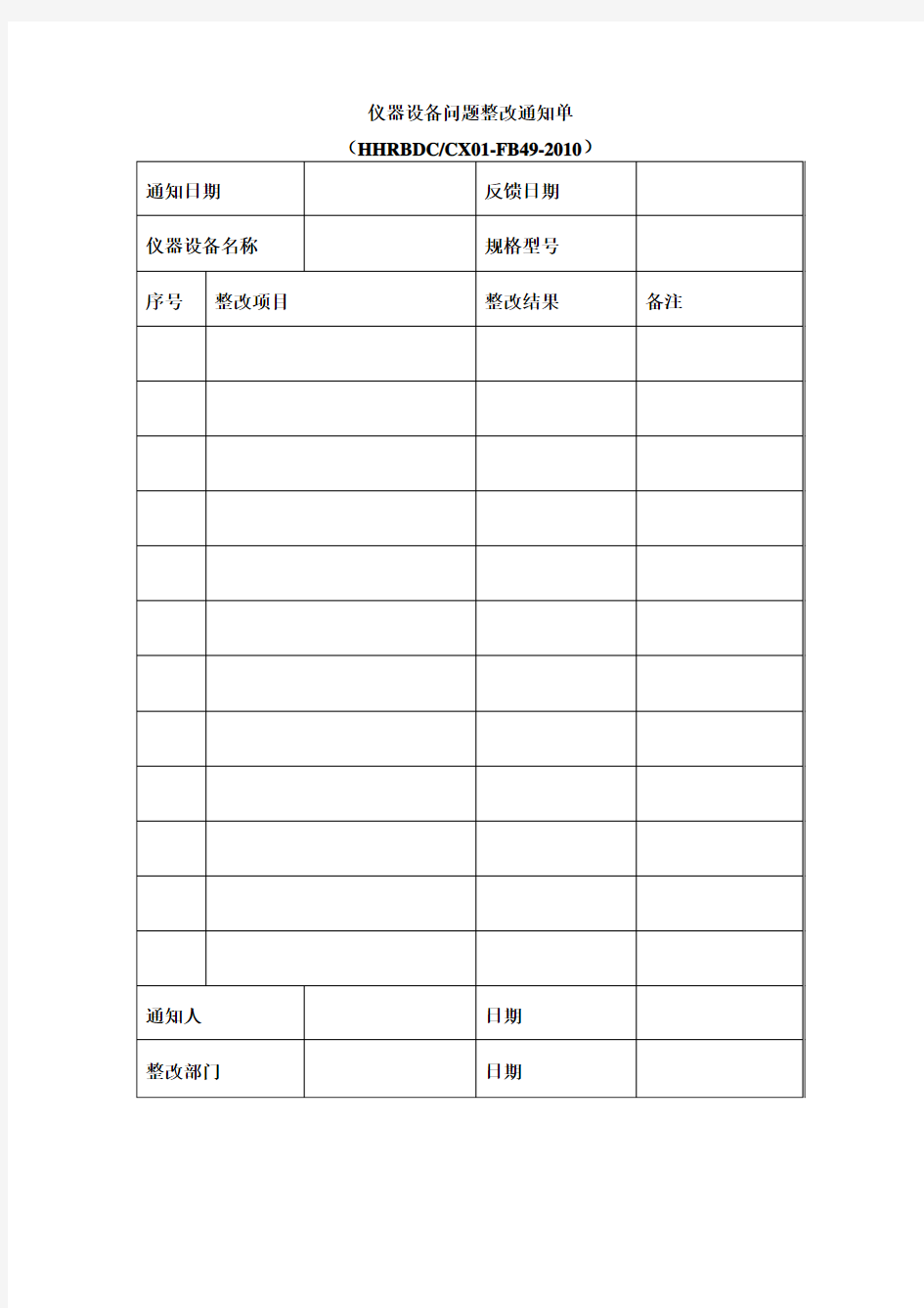 道桥实验室仪器设备问题整改通知单