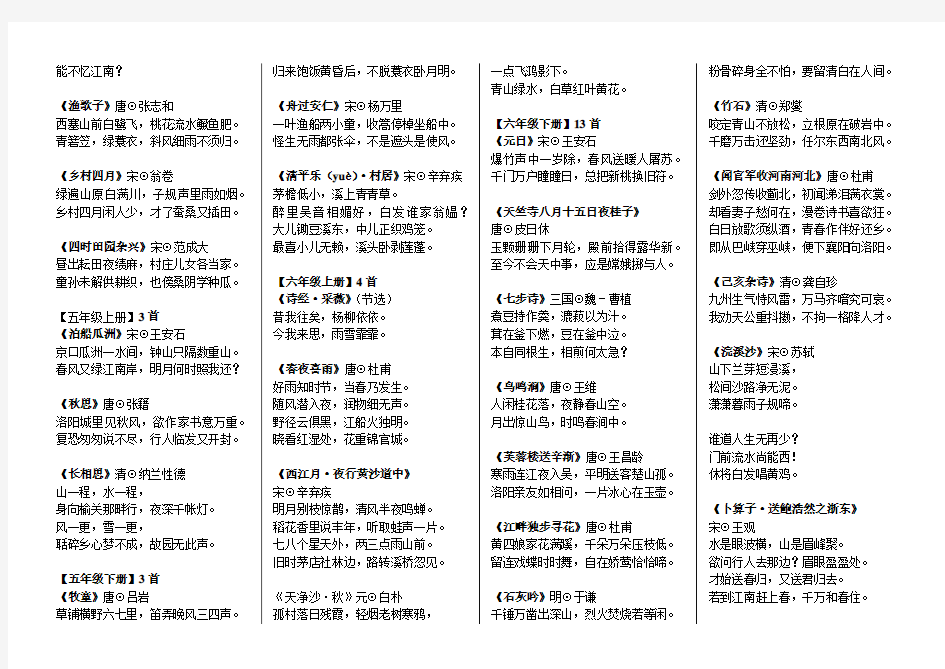 20180301人教版一至六年级古诗词+文言文