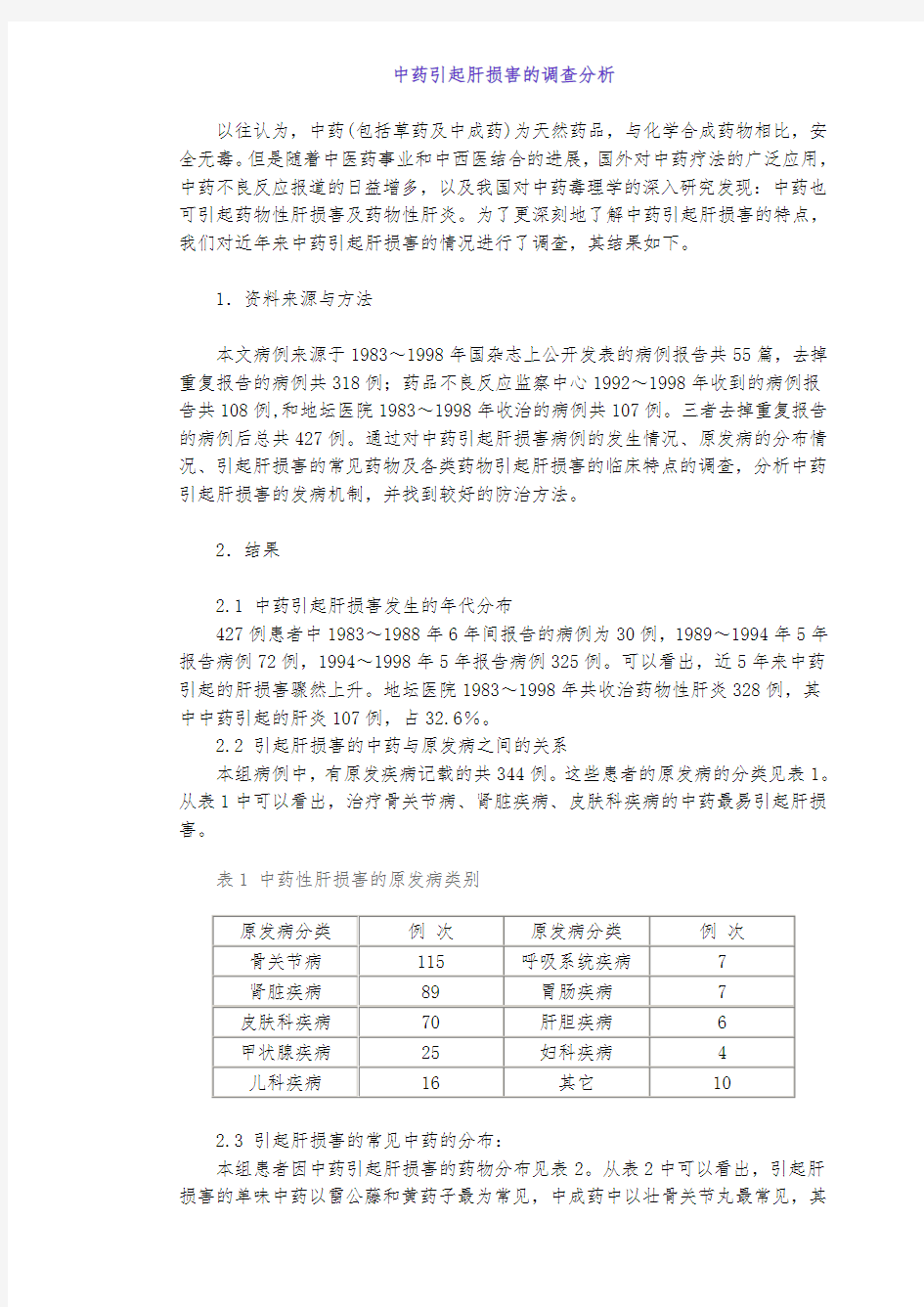 中药引起肝损害的调查分析