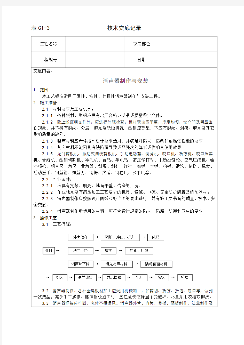 消声器制作与安装施工工艺