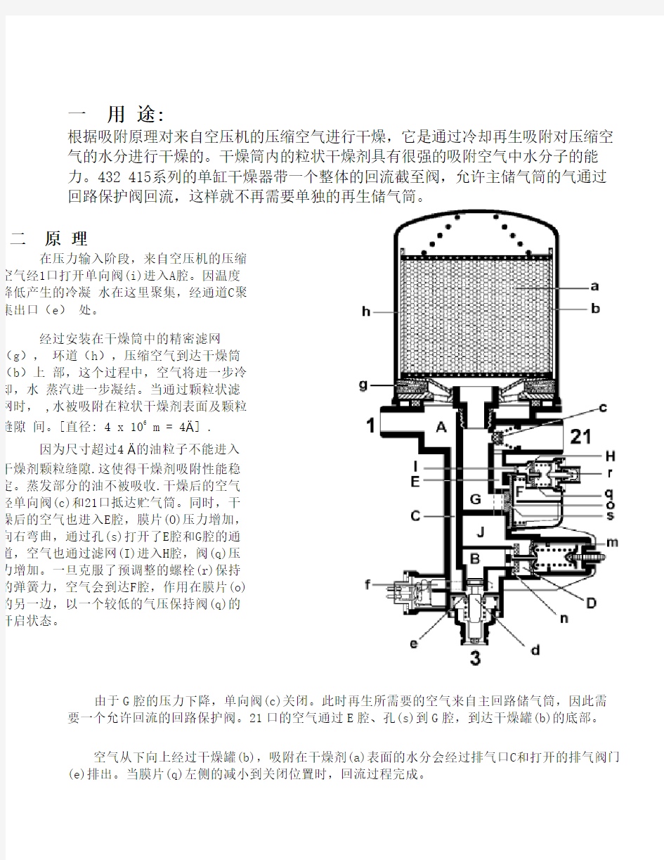 空气干燥器原理及器使用说明书