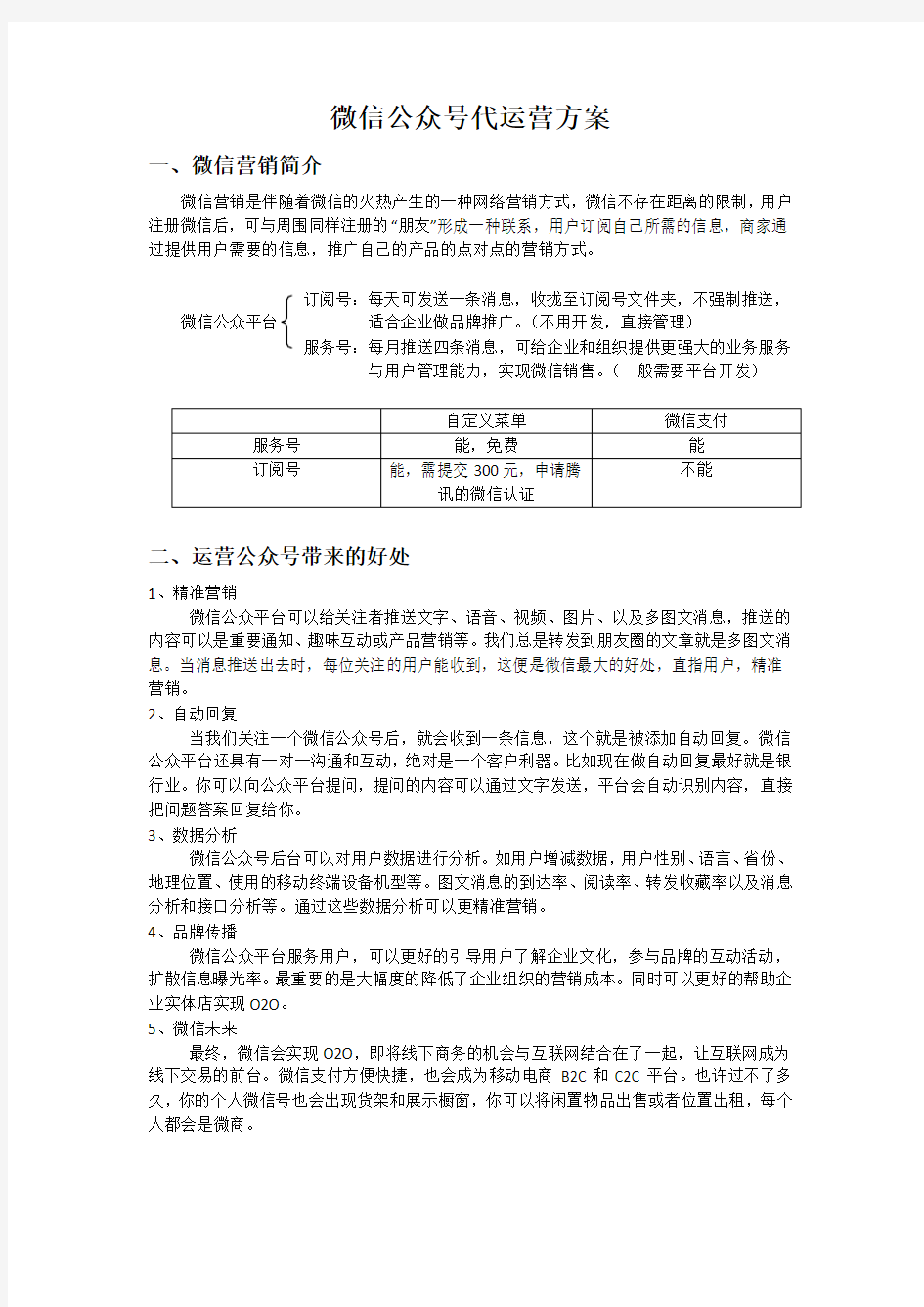 餐饮业微信公众号代运营方案