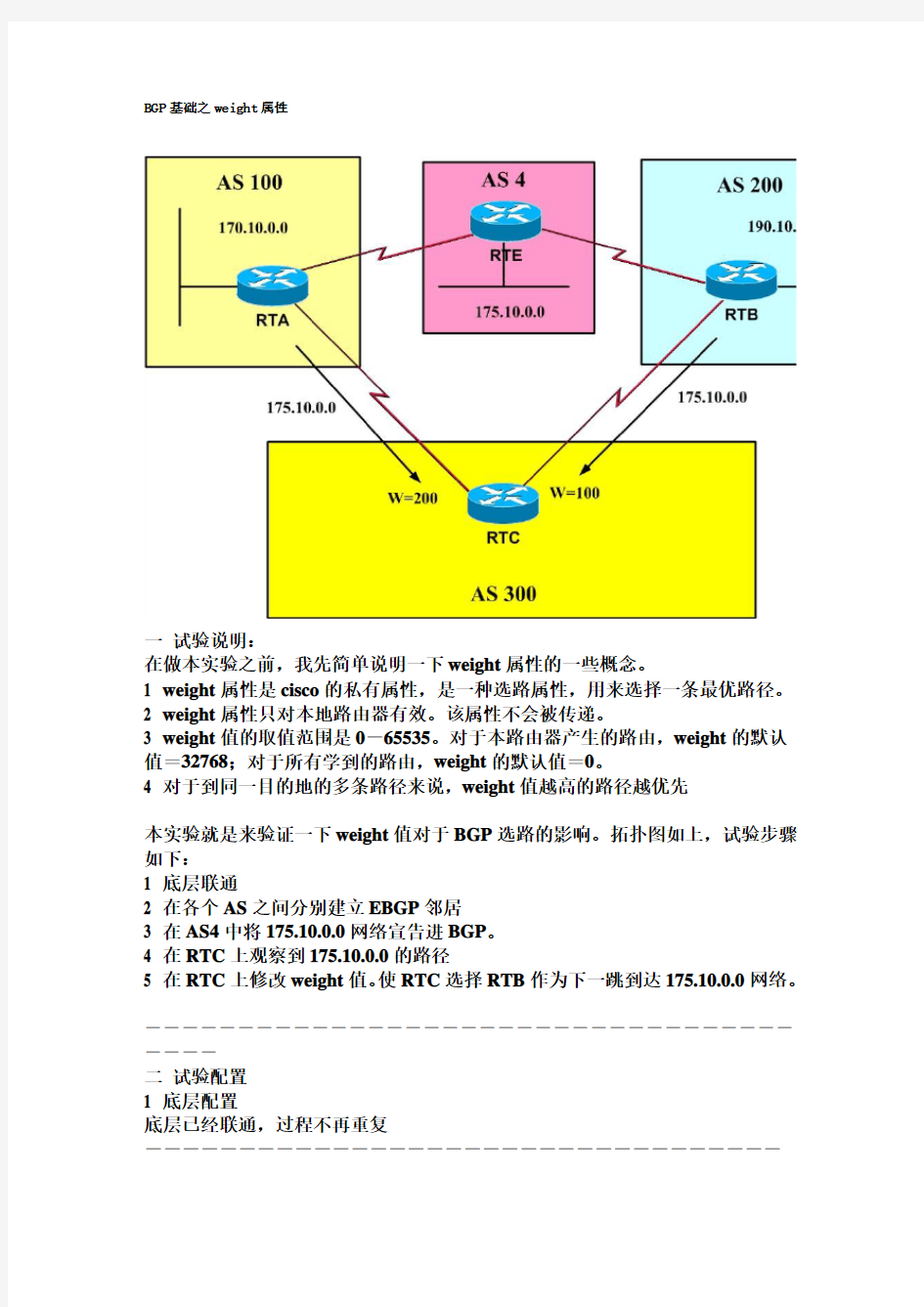 BGP基础之weight属性