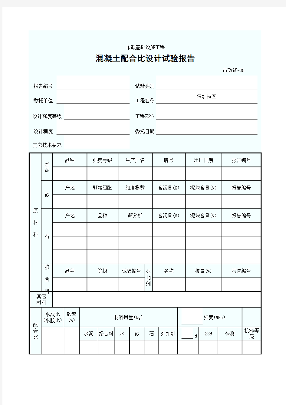 混凝土配合比设计试验报告