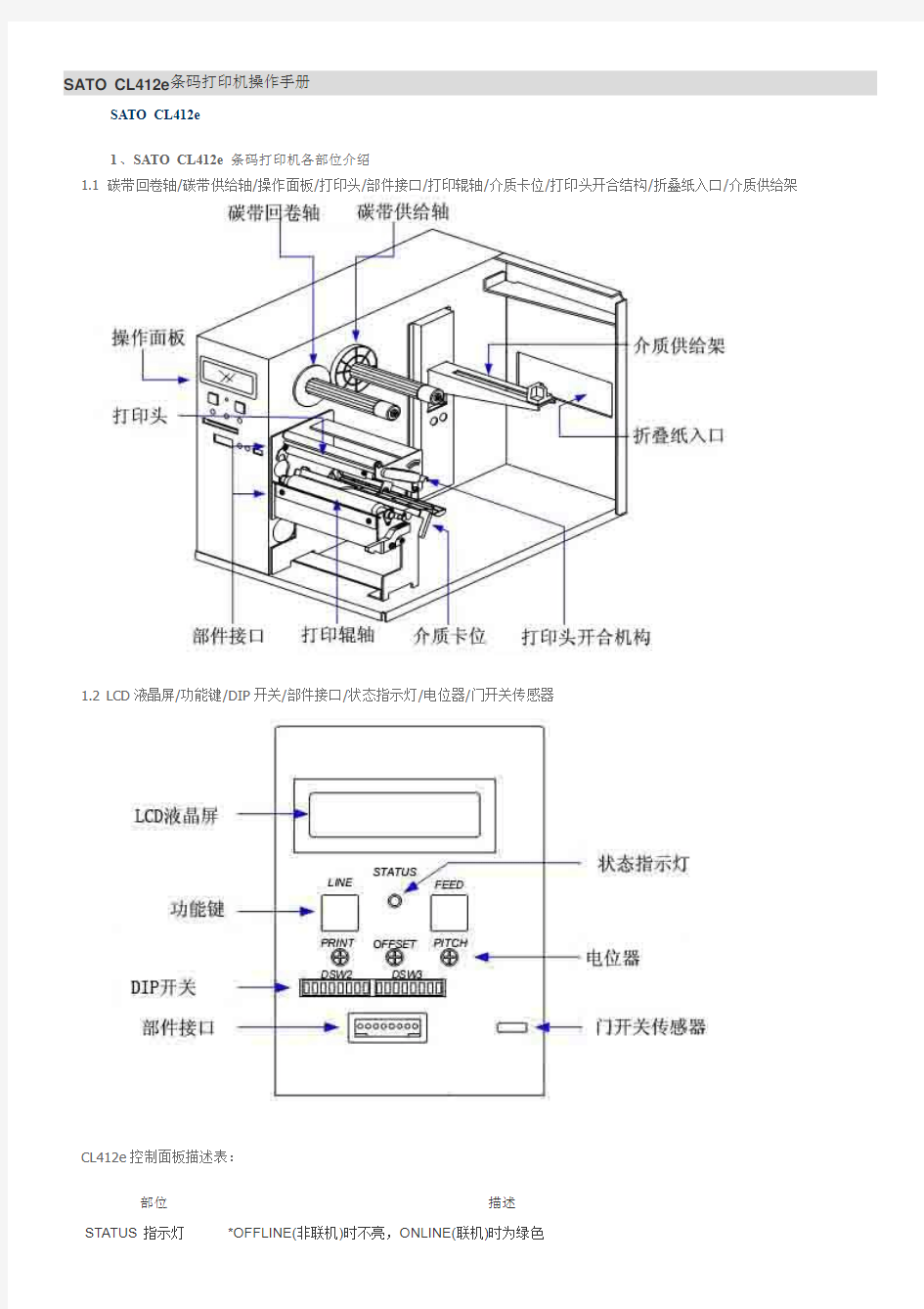 SATO CL412e条码打印机操作手册