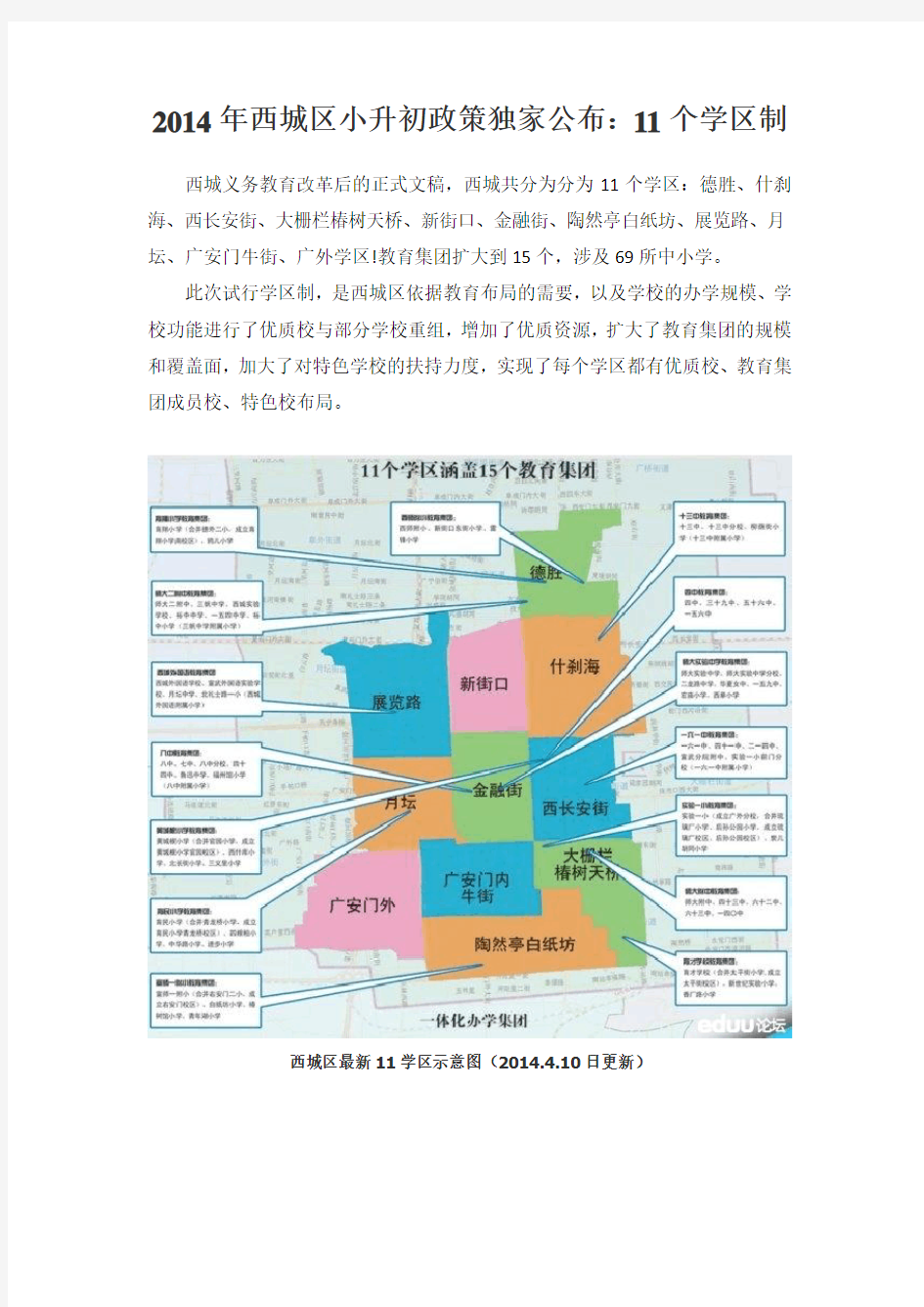 2014年北京西城区学区划片示意图