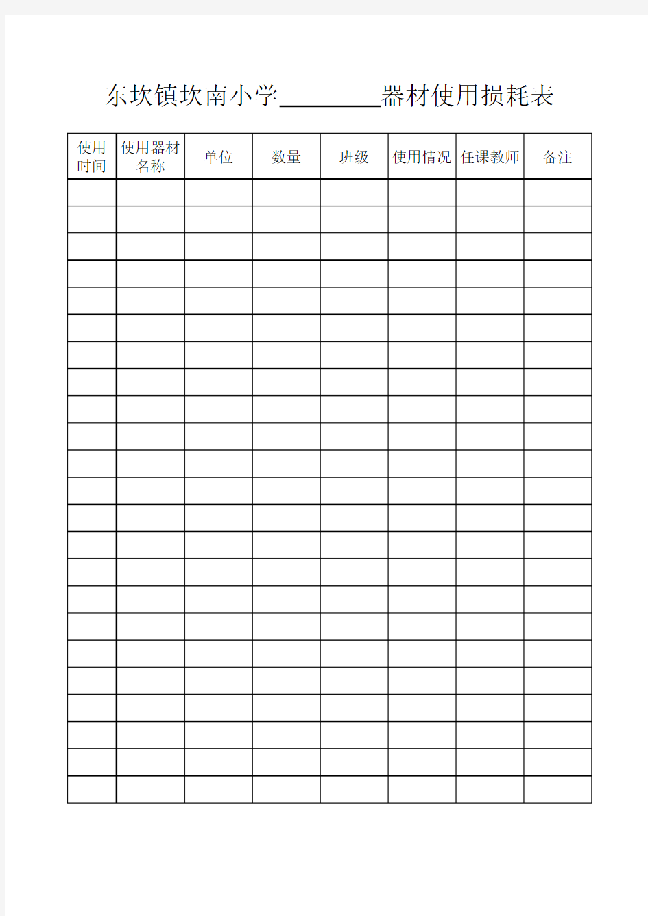 教育技术装备器材使用损耗表