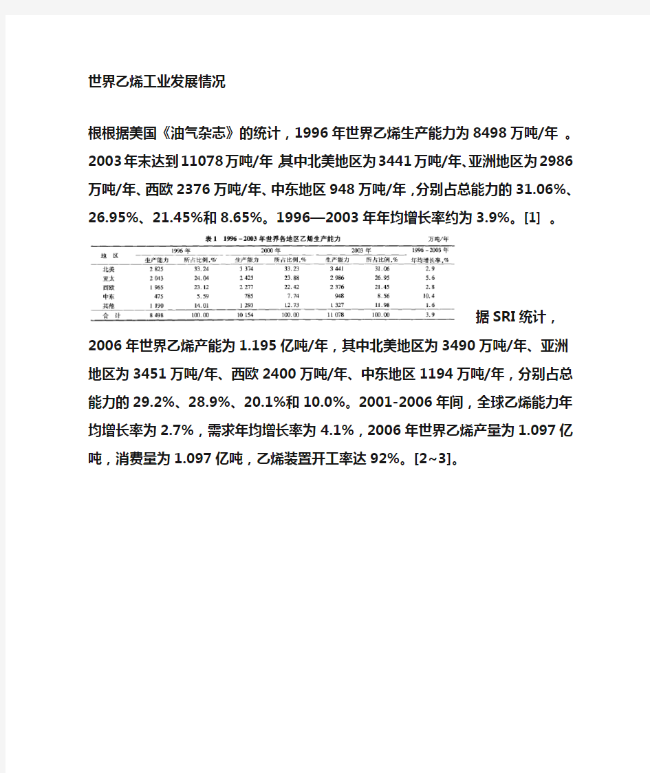 乙烯国内外发展概况及趋势