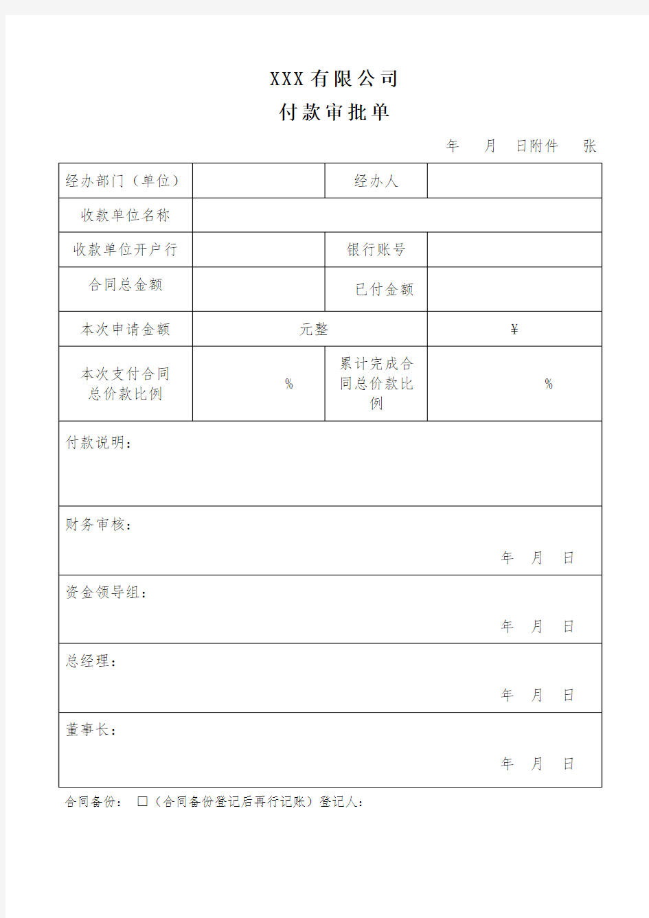 公司付款审批单模板