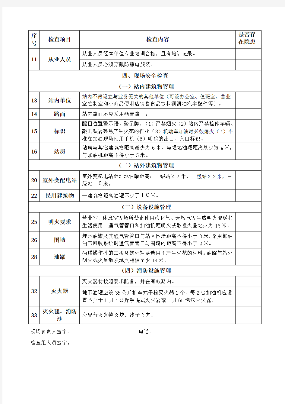 加油站检查记录表