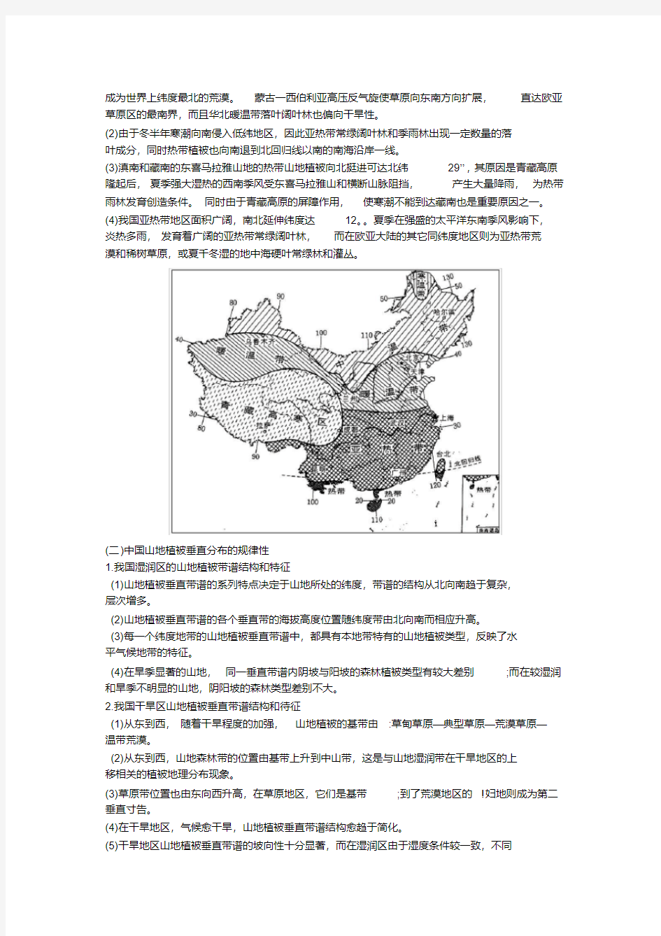 中国植被分布规律