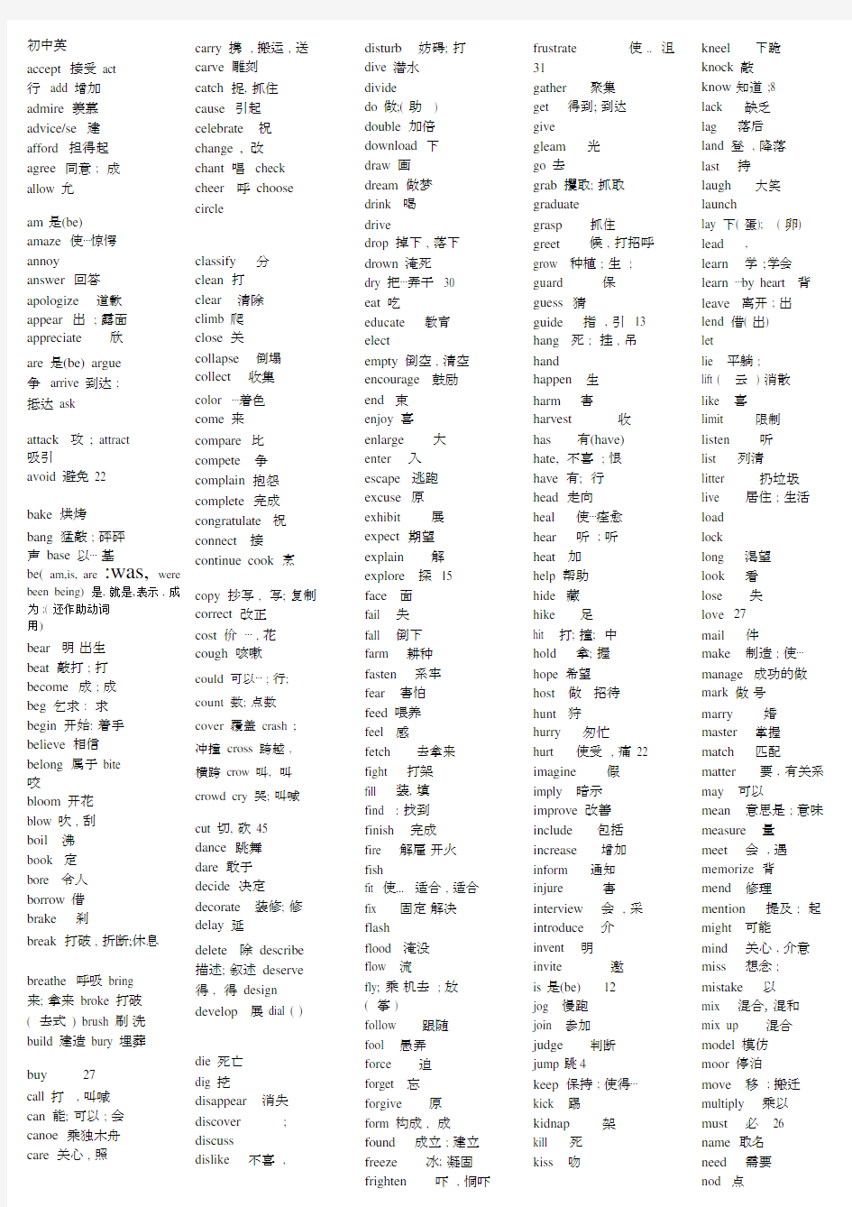 (完整word版)初中英语动词表.doc