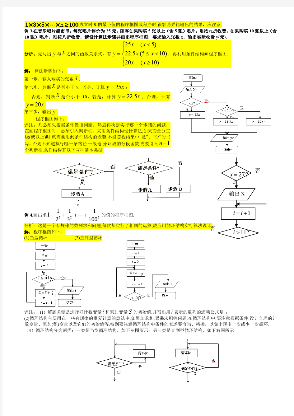 高一数学算法初步知识点与题型总结