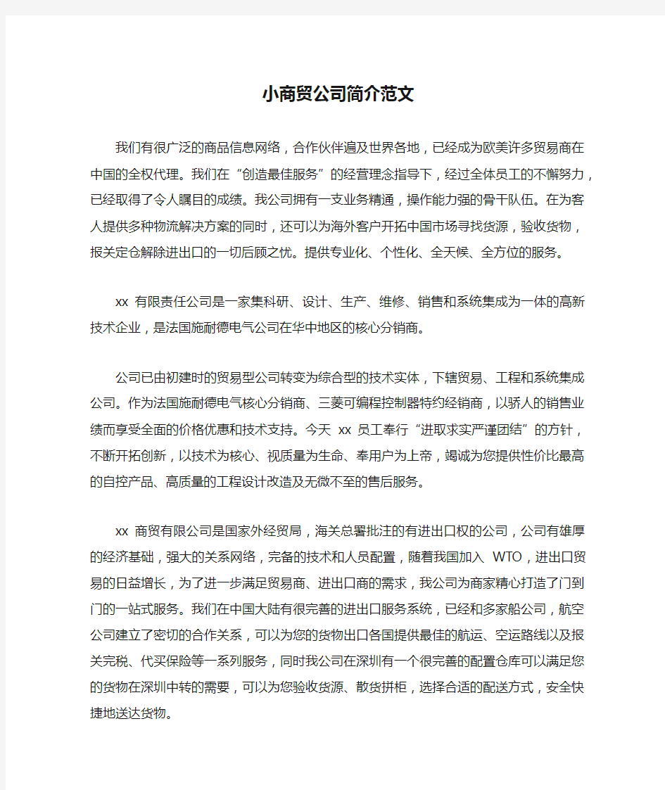 小商贸公司简介范文